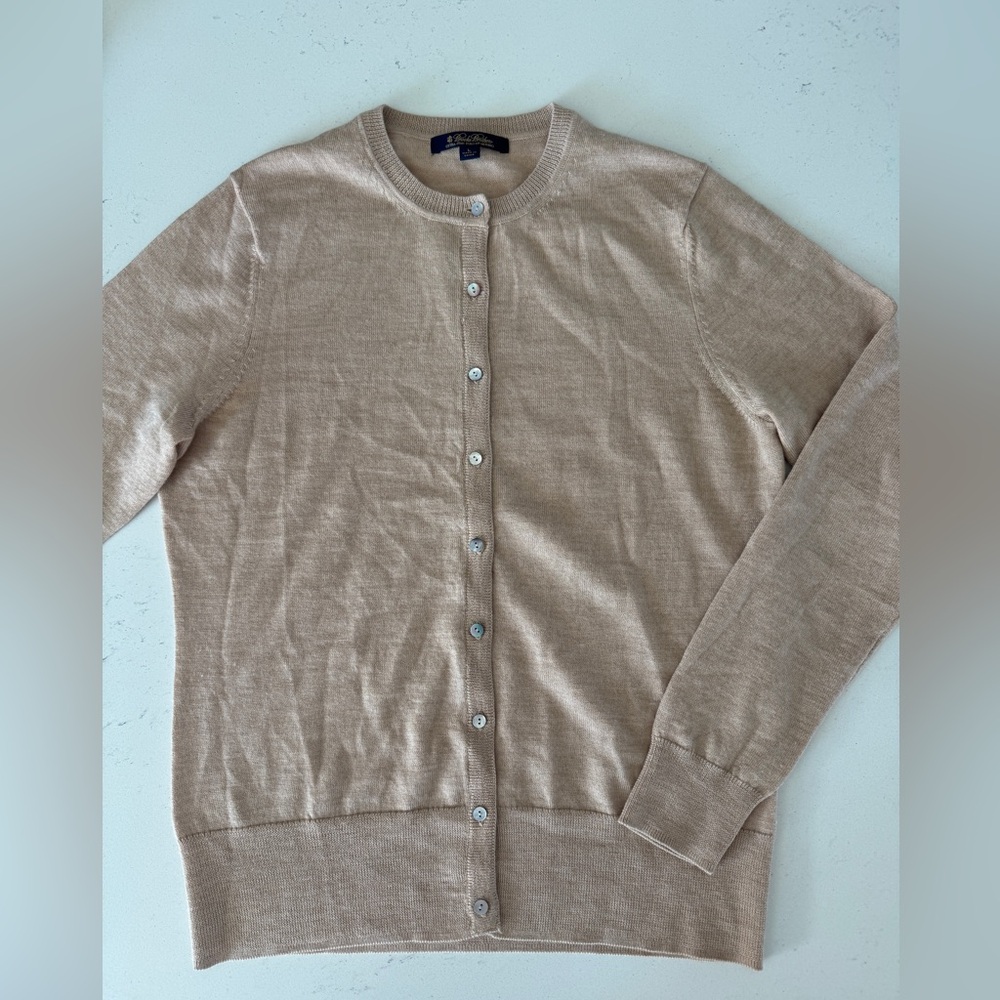 Brooks Brothers Women's Cream Button Front Crewneck Cardigan